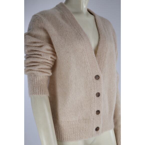 Jenni Kayne Cardigan Beige Alpaca Wool Knit Classic Winter Warm Sweater Size S - Picture 1 of 15